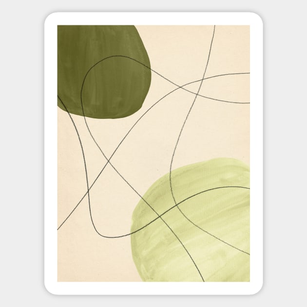 Abstract green and beige shapes Sticker by WhalesWay